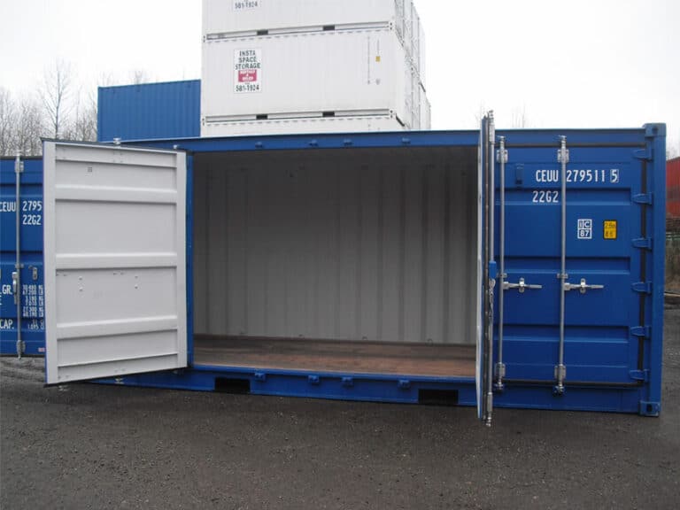 container maritime open side 20 pieds bleu